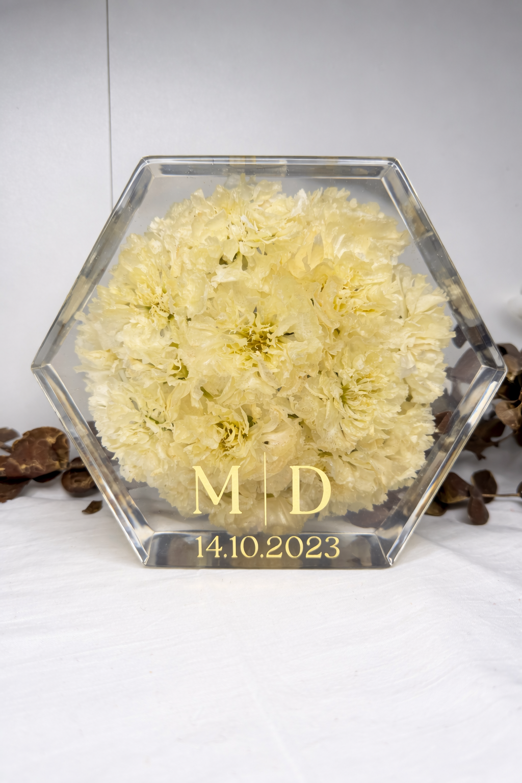 Brautstraußkonservierung Hexagon