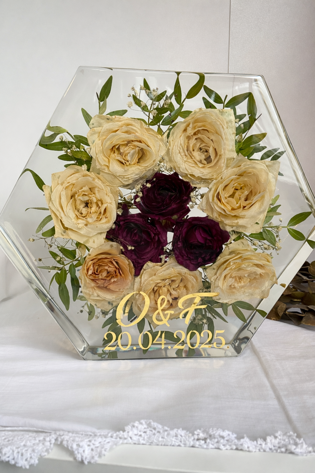 Brautstraußkonservierung Hexagon