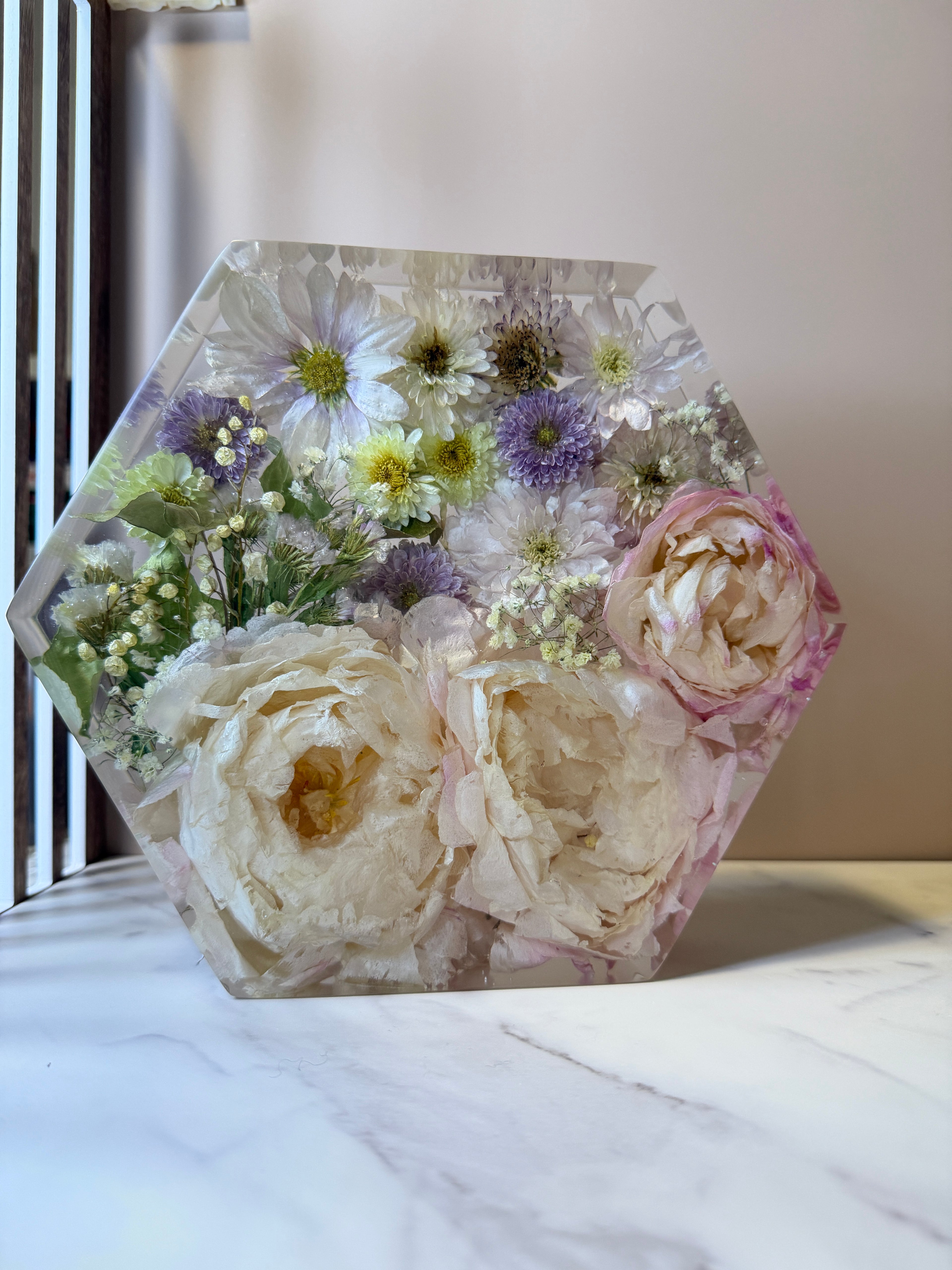 Brautstraußkonservierung Hexagon