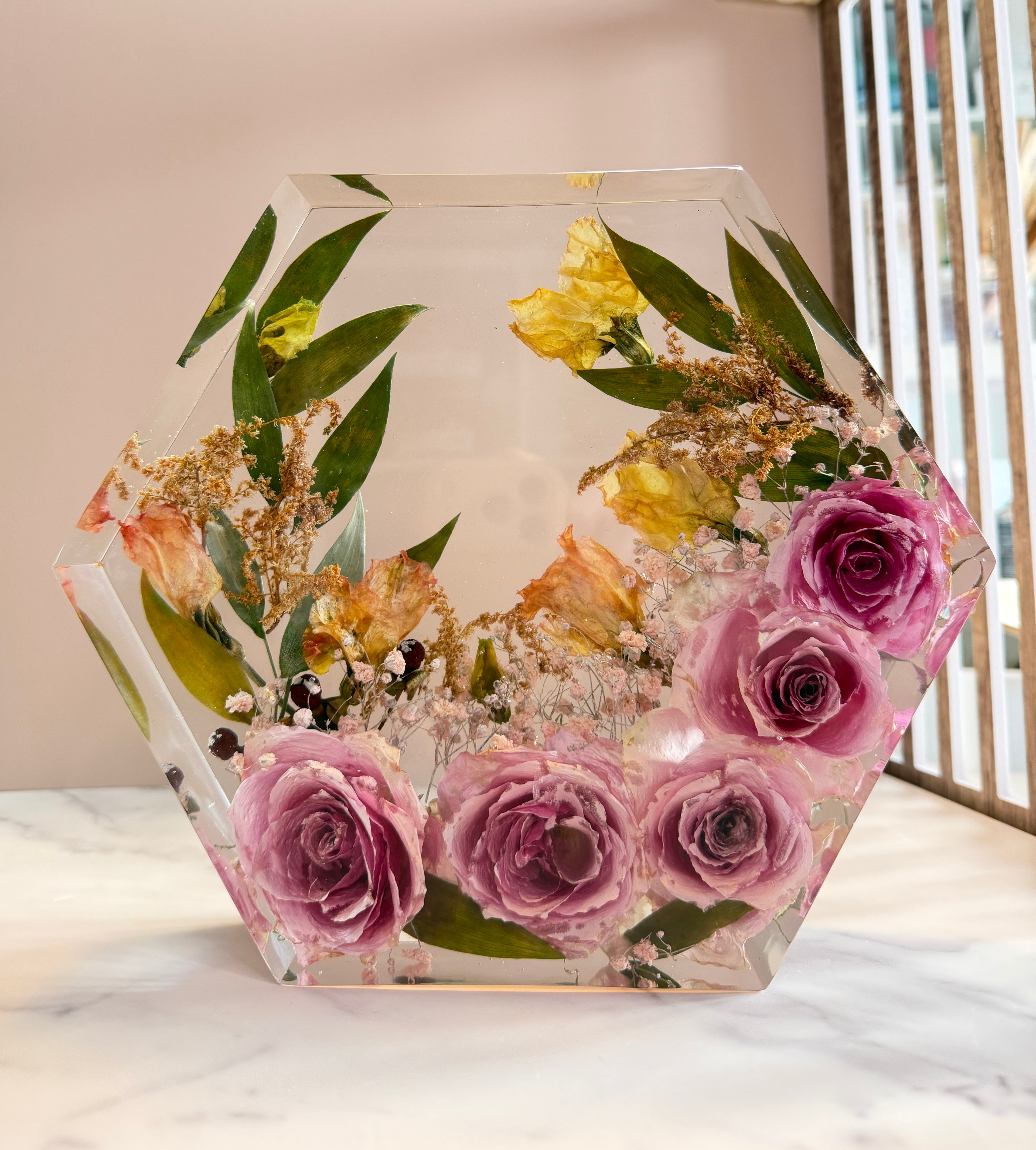 Brautstraußkonservierung Hexagon